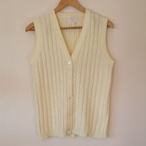 Vintage Canary Yellow Cable Knit Sweater Vest